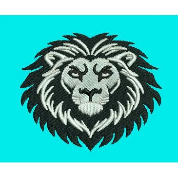 Lion Head White And Black Embroidery Design
