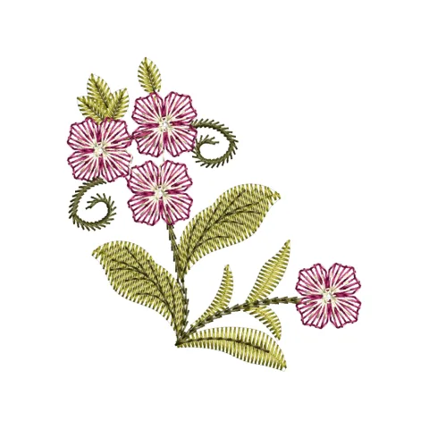 Tiny Heart Pink Flower Embroidery Design
