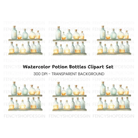 Magic Potion Bottles Clipart Bundle