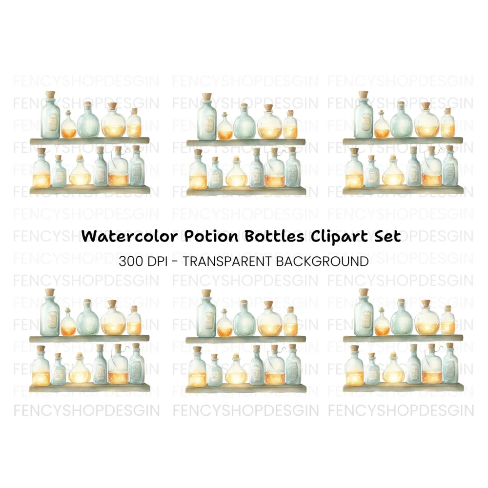 Magic Potion Bottles Clipart Bundle