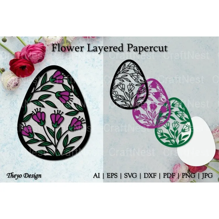 Flower D Layered Papercut SVG Bundle