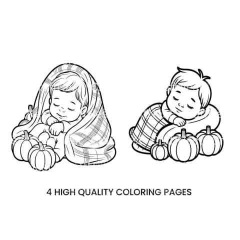 Cute Baby Fall Harvest Coloring Books
