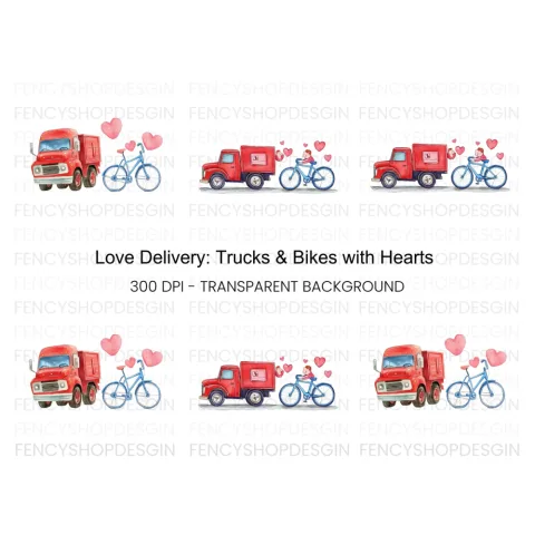 Love Delivery Vehicles Clipart Bundle