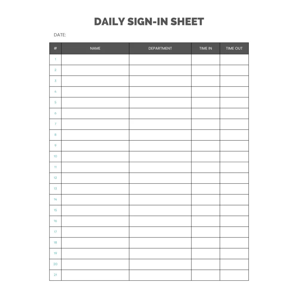 Daily Sign in Sheet Bundle