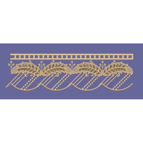 Leafy Scalloped Trellis Border Embroidery Design