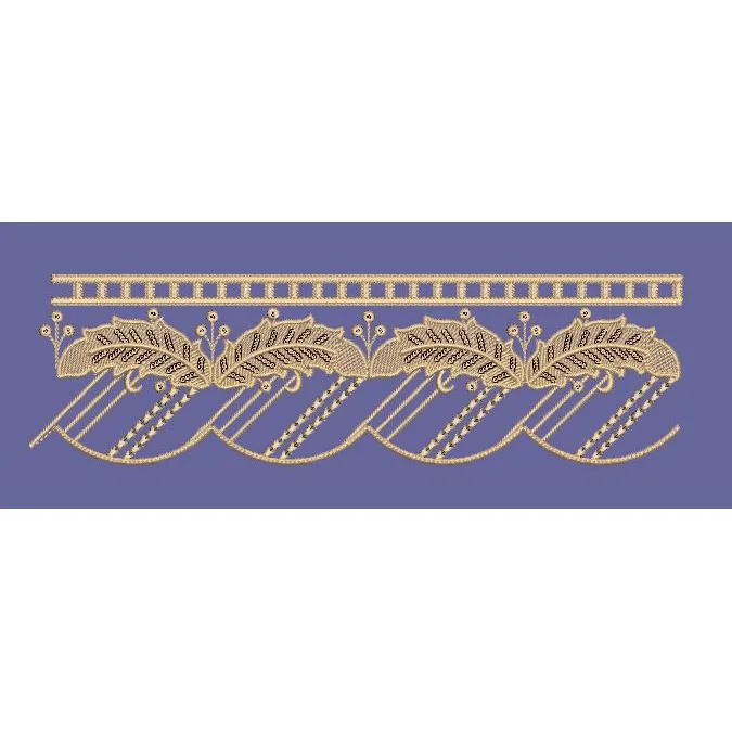 Leafy Scalloped Trellis Border Embroidery Design