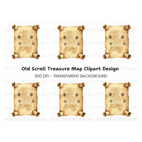 Vintage Treasure Map Clipart Bundle