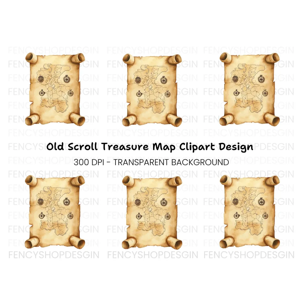 Vintage Treasure Map Clipart Bundle