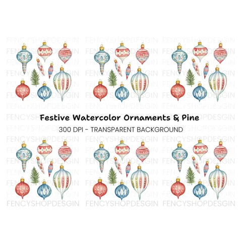 Christmas Ornaments Clipart Bundle