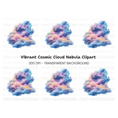 Galaxy Cloud Clipart Bundle
