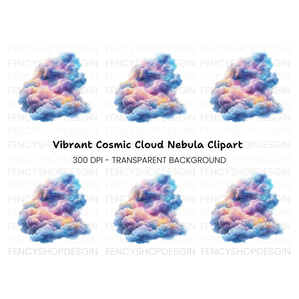 Galaxy Cloud Clipart Bundle