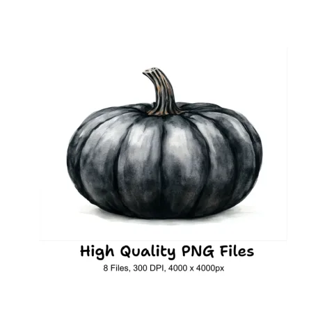 Black Pumpkins Clipart Bundle