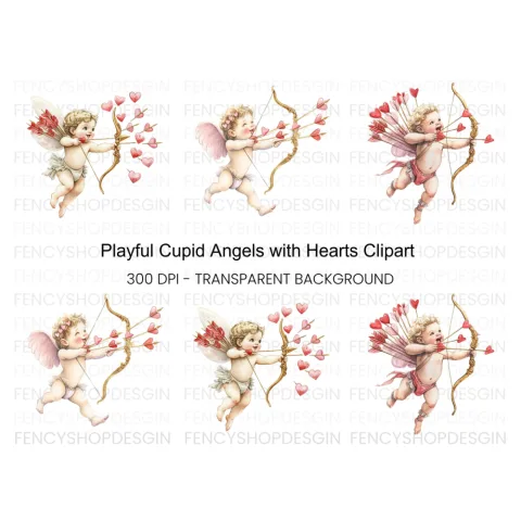 Playful Cupid Clipart Bundle