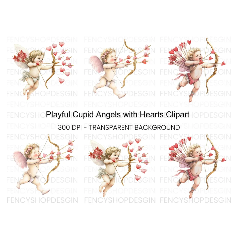 Playful Cupid Clipart Bundle
