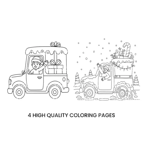 Festive Christmas Vehicles Coloring Books