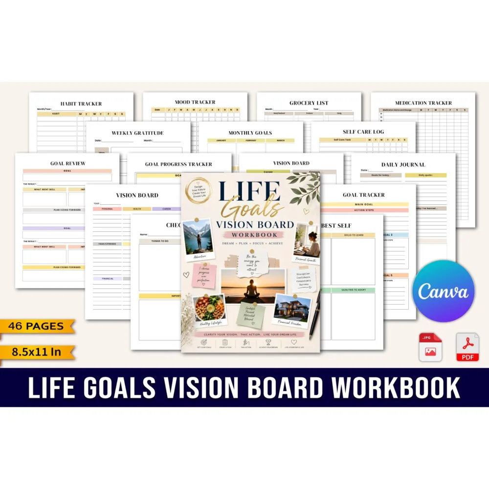 Life Goals Vision Board Workbook