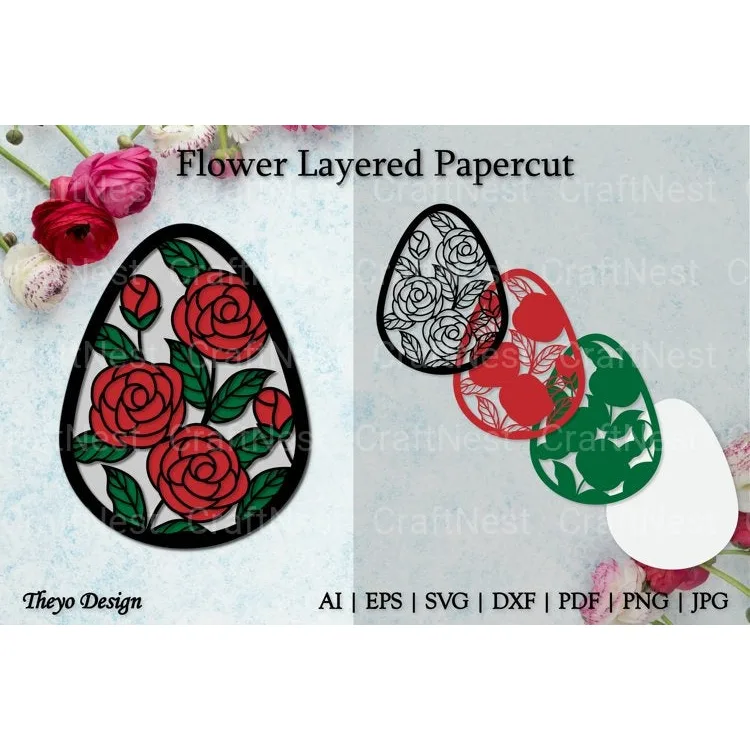 Flower D Layered Papercut SVG Bundle