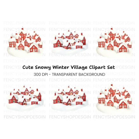 Winter Village Clipart Bundle