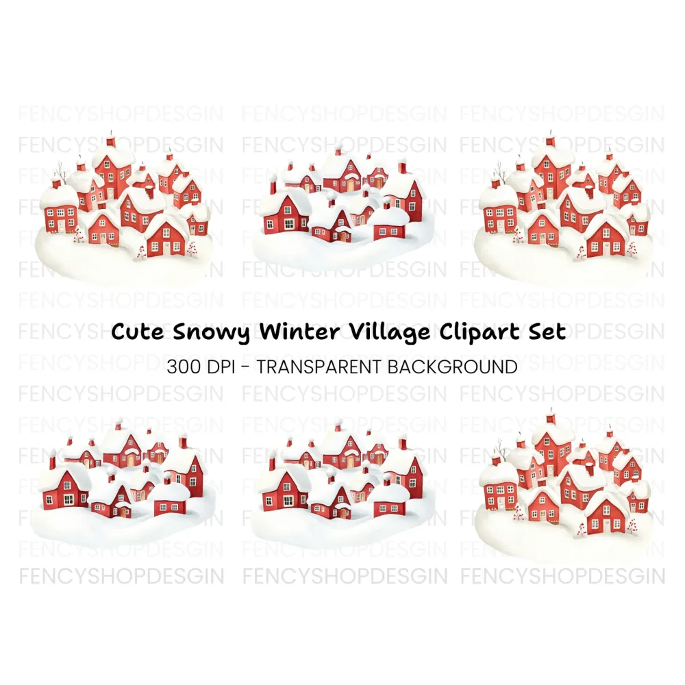 Winter Village Clipart Bundle