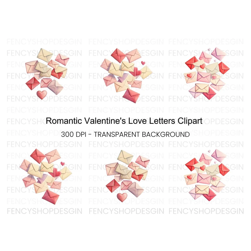 Romantic Love Letters Clipart Bundle