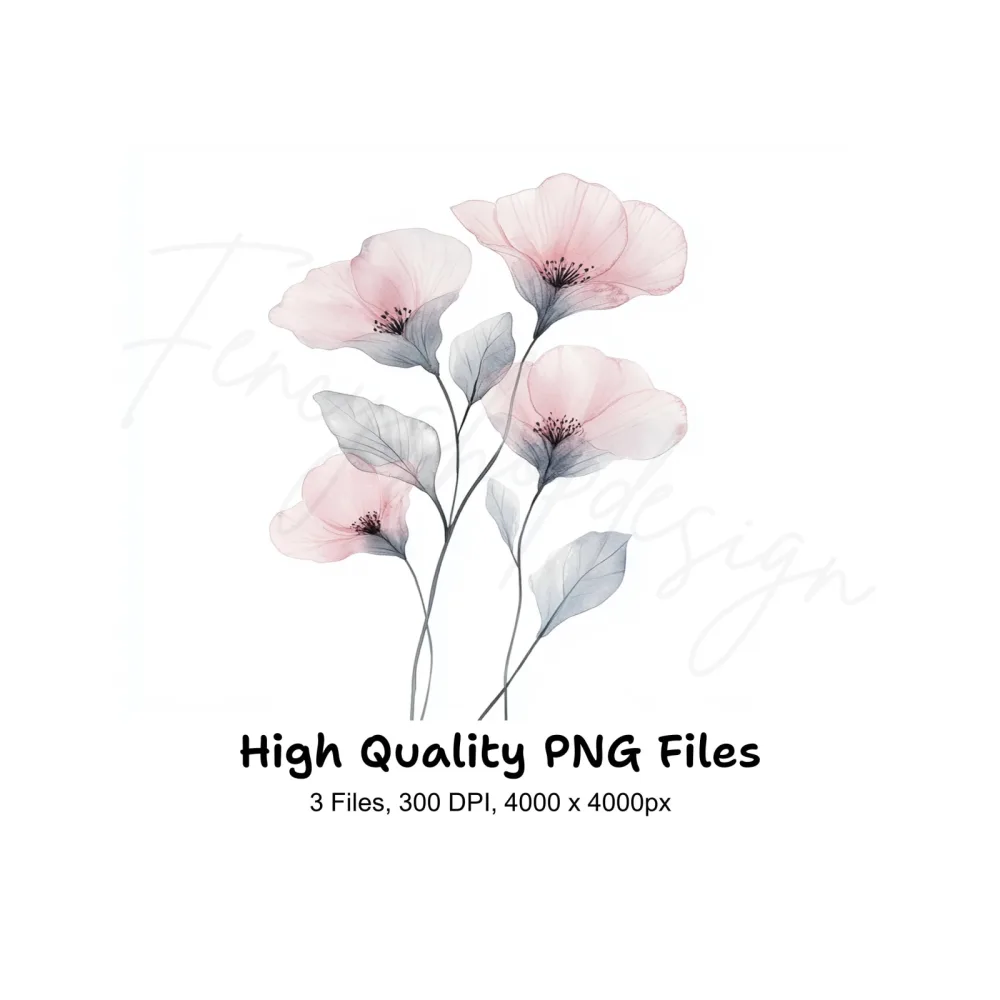 Elegant Translucent Floral Clipart Bundle