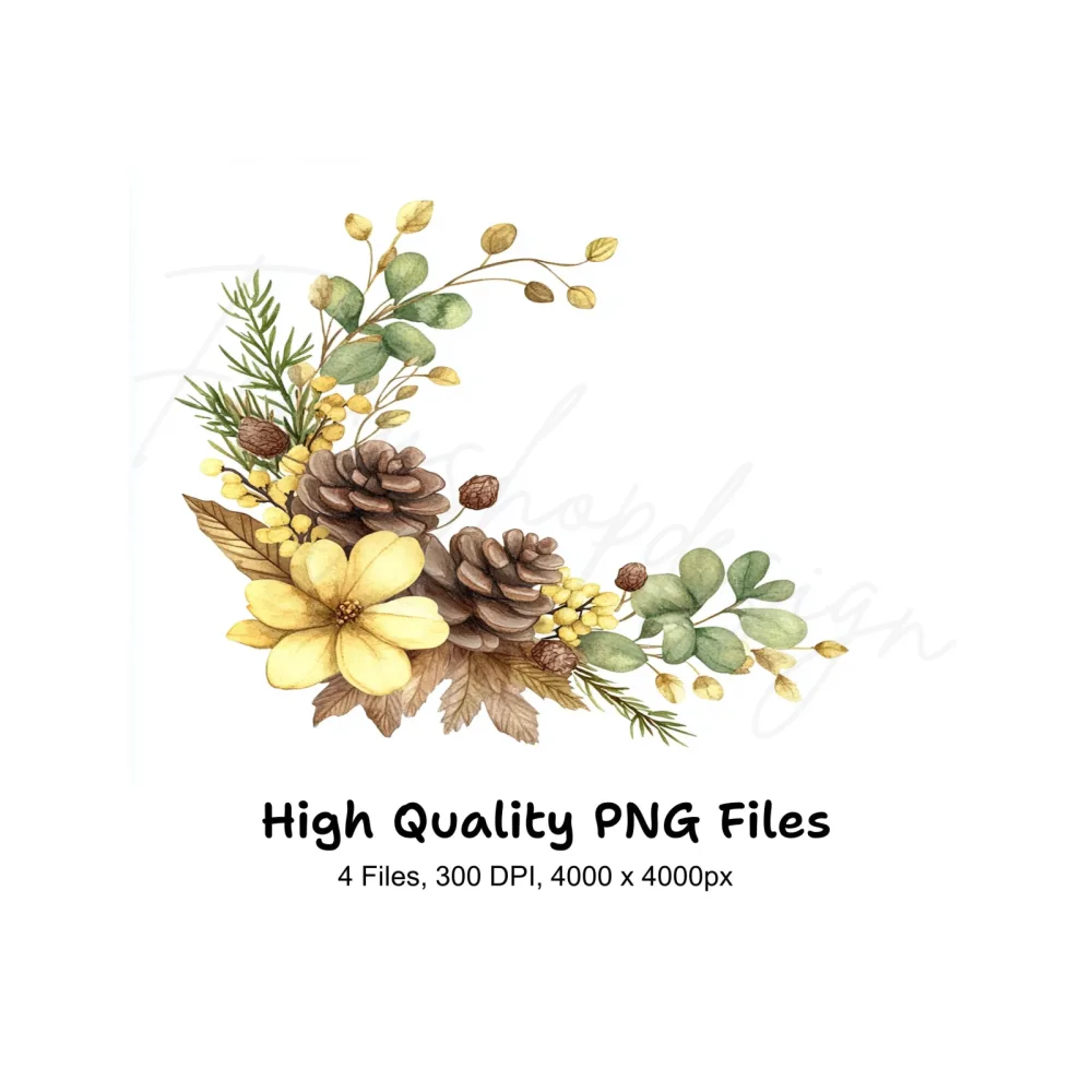 Autumn Floral Corner Clipart Bundle