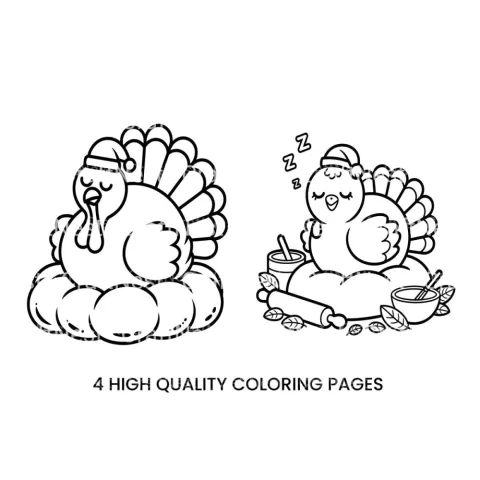 Sleeping Turkey Thanksgiving Coloring Books