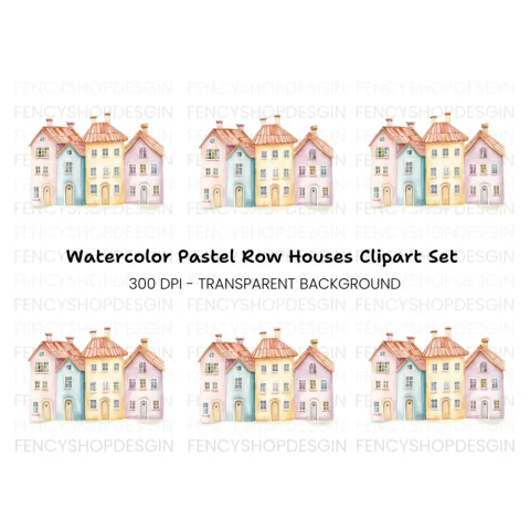 European Townhouses Clipart Bundle