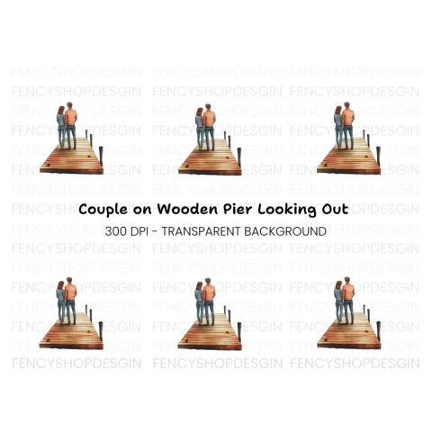 Romantic Couple on Dock Clipart Bundle