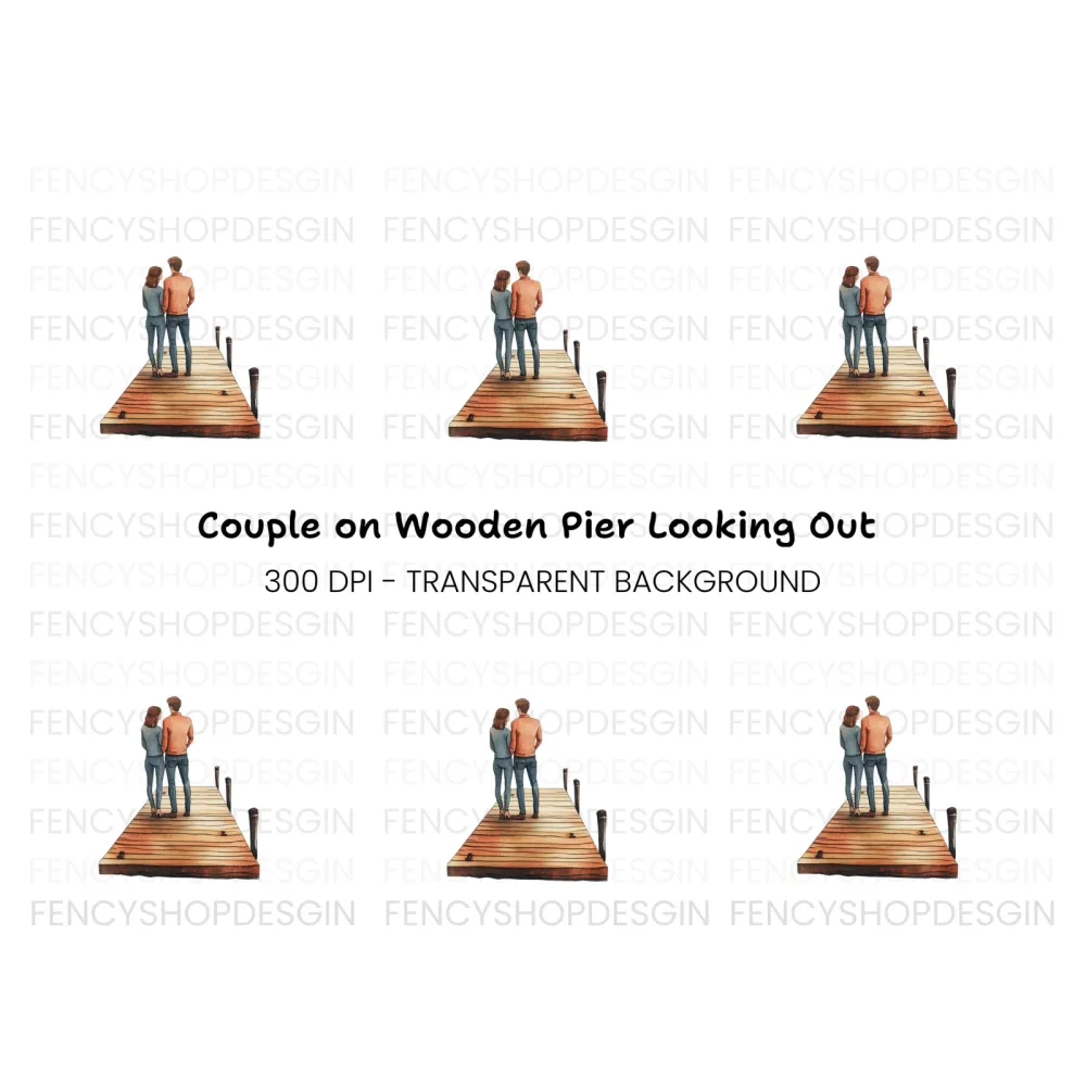 Romantic Couple on Dock Clipart Bundle