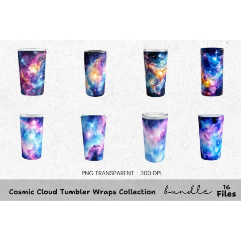 Cosmic Cloud Tumbler Clipart Bundle