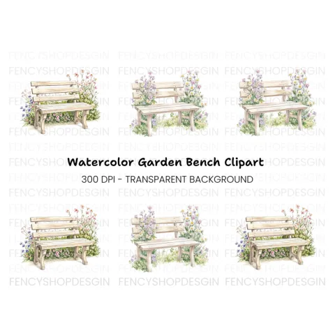Floral Bench Clipart Bundle