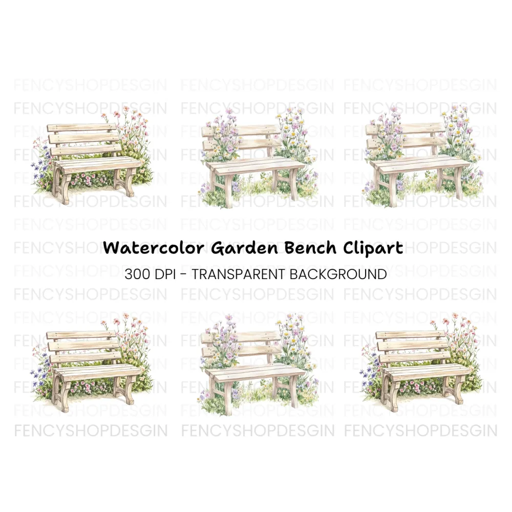 Floral Bench Clipart Bundle