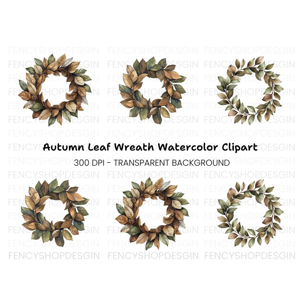 Autumn Leaf Wreaths Clipart Bundle