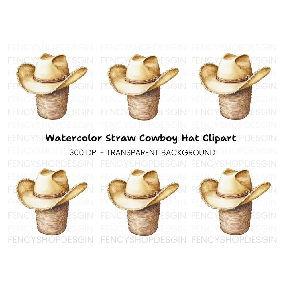 Straw Cowboy Hat Clipart Bundle
