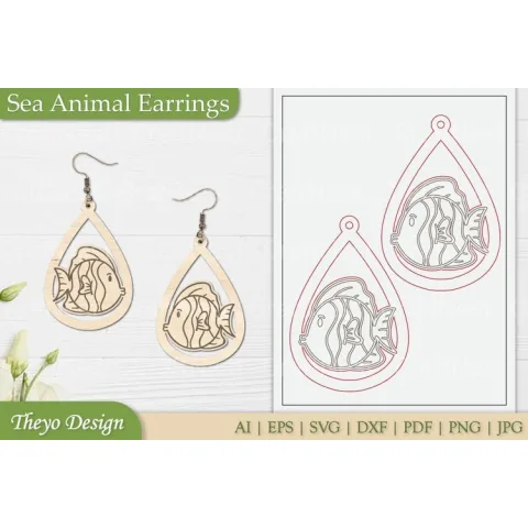 Sea Animal Earrings SVG Bundle