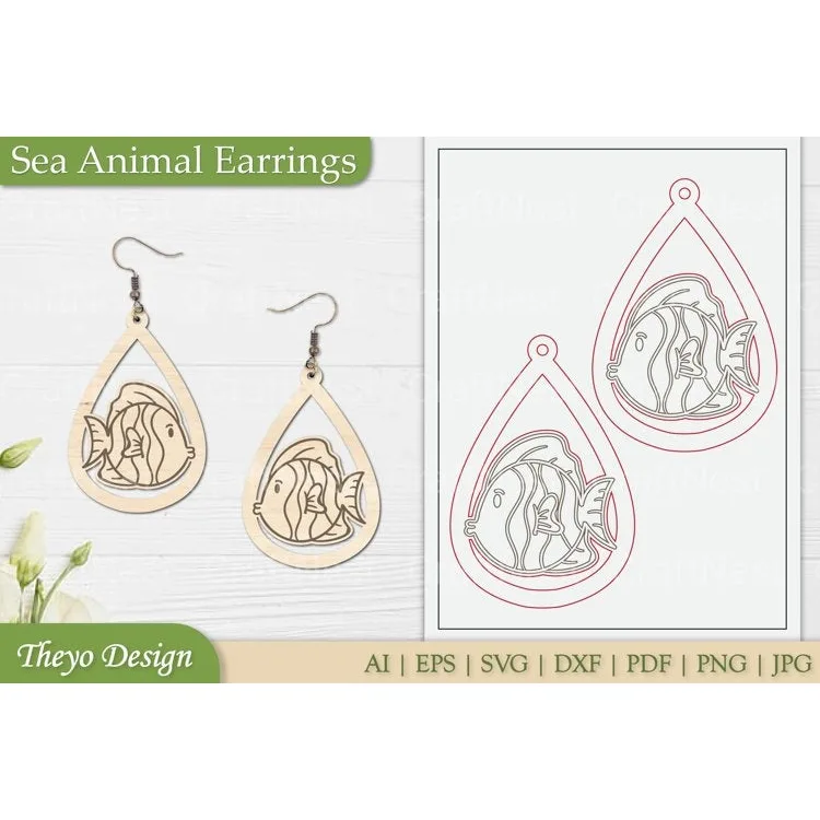 Sea Animal Earrings SVG Bundle