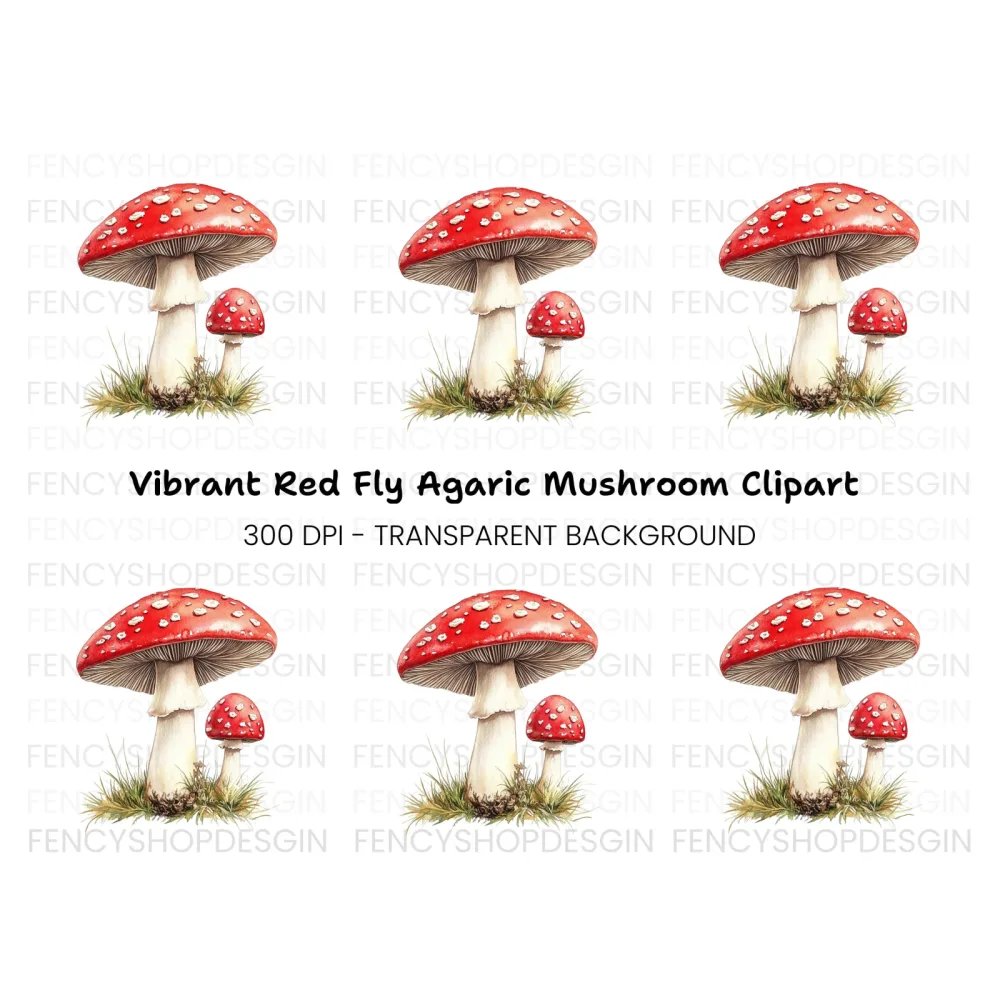 Fly Agaric Mushrooms Clipart Bundle
