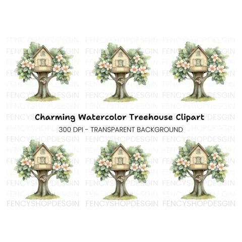 Whimsical Treehouse Clipart Bundle