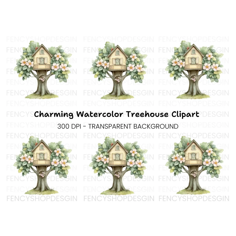 Whimsical Treehouse Clipart Bundle