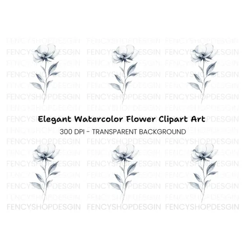 Elegant Black and White Flower Clipart Bundle