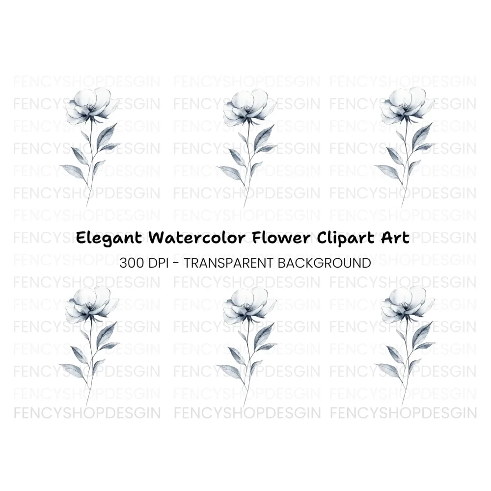 Elegant Black and White Flower Clipart Bundle
