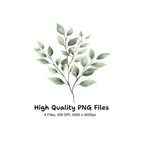 Green Leafy Branches Clipart Bundle