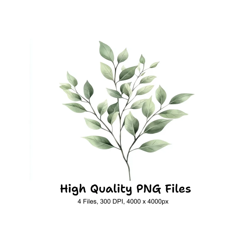 Green Leafy Branches Clipart Bundle