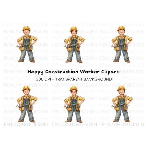 Happy Cartoon Builder Clipart Bundle