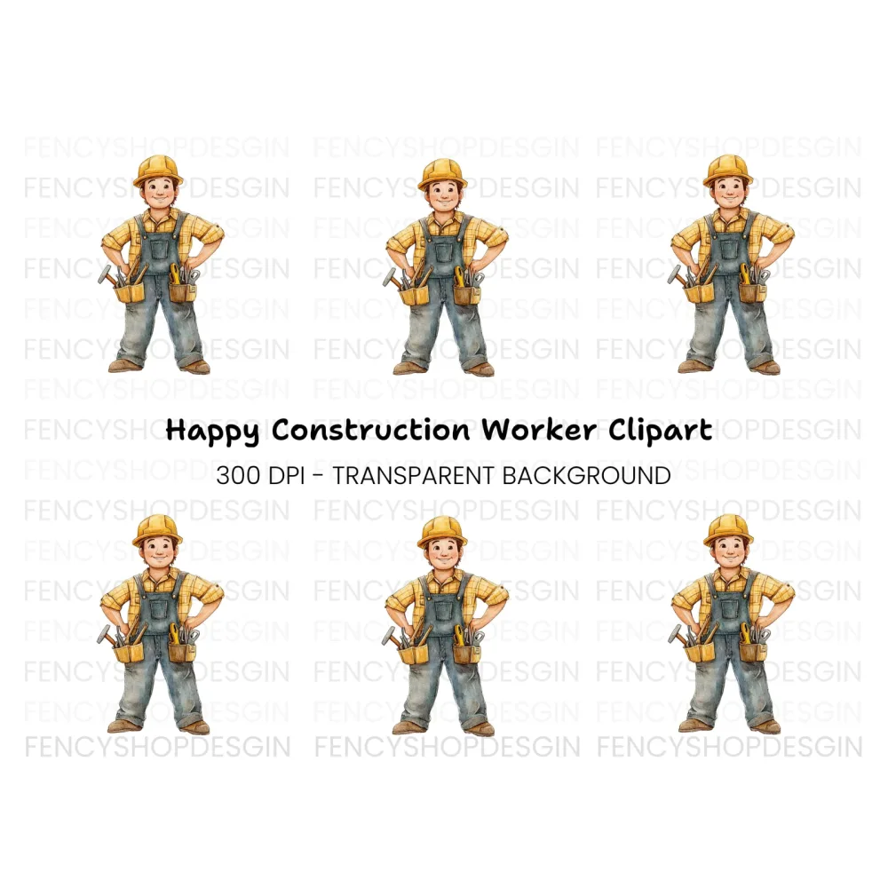 Happy Cartoon Builder Clipart Bundle