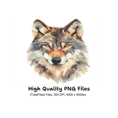 White Wolf Head Clipart Bundle