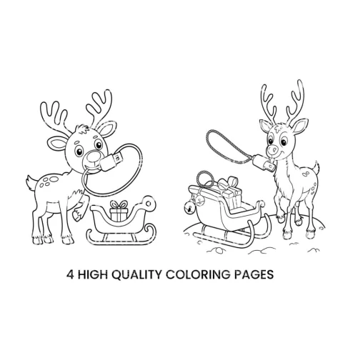 Reindeer and Sleigh Coloring Books