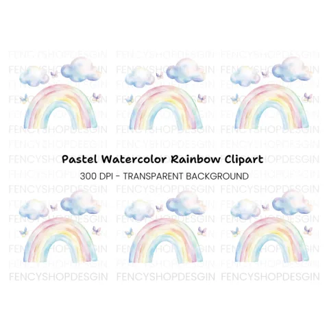 Rainbow Butterflies Clipart Bundle