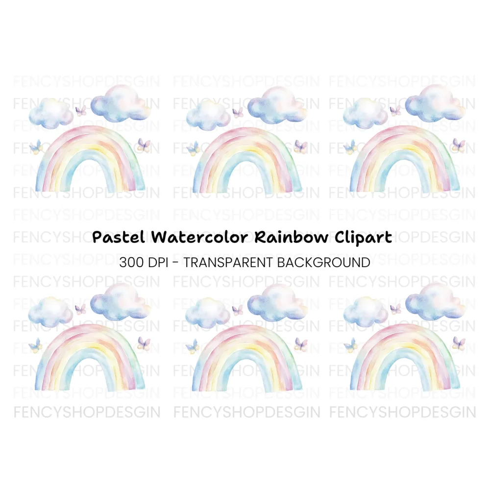 Rainbow Butterflies Clipart Bundle